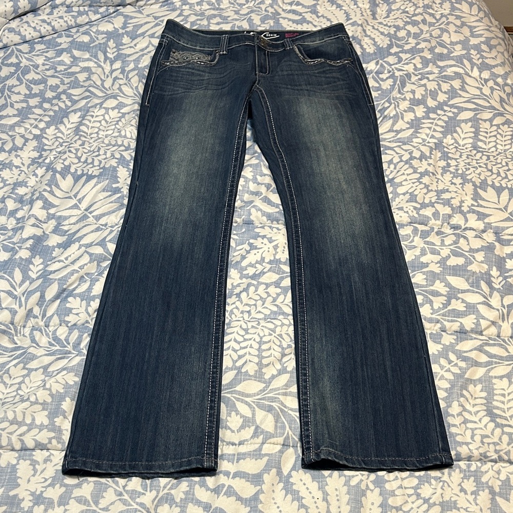 INC International Concepts Dark Blue Denim Boot Leg Regular Fit Jeans